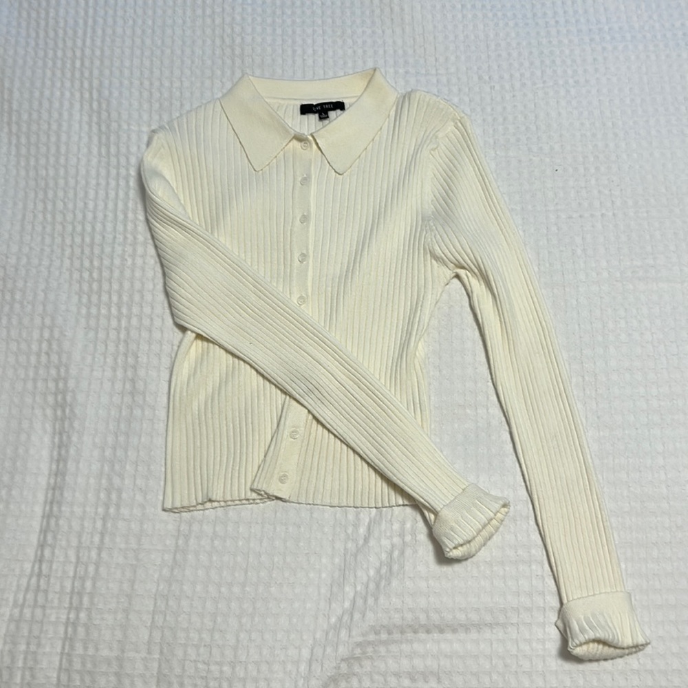 LOVE TREE Cream Button Down Sweater